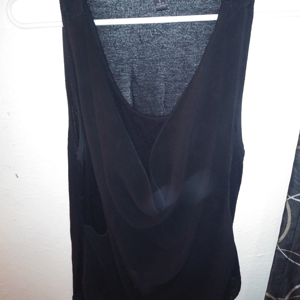 Women's tank top with sheer overlay